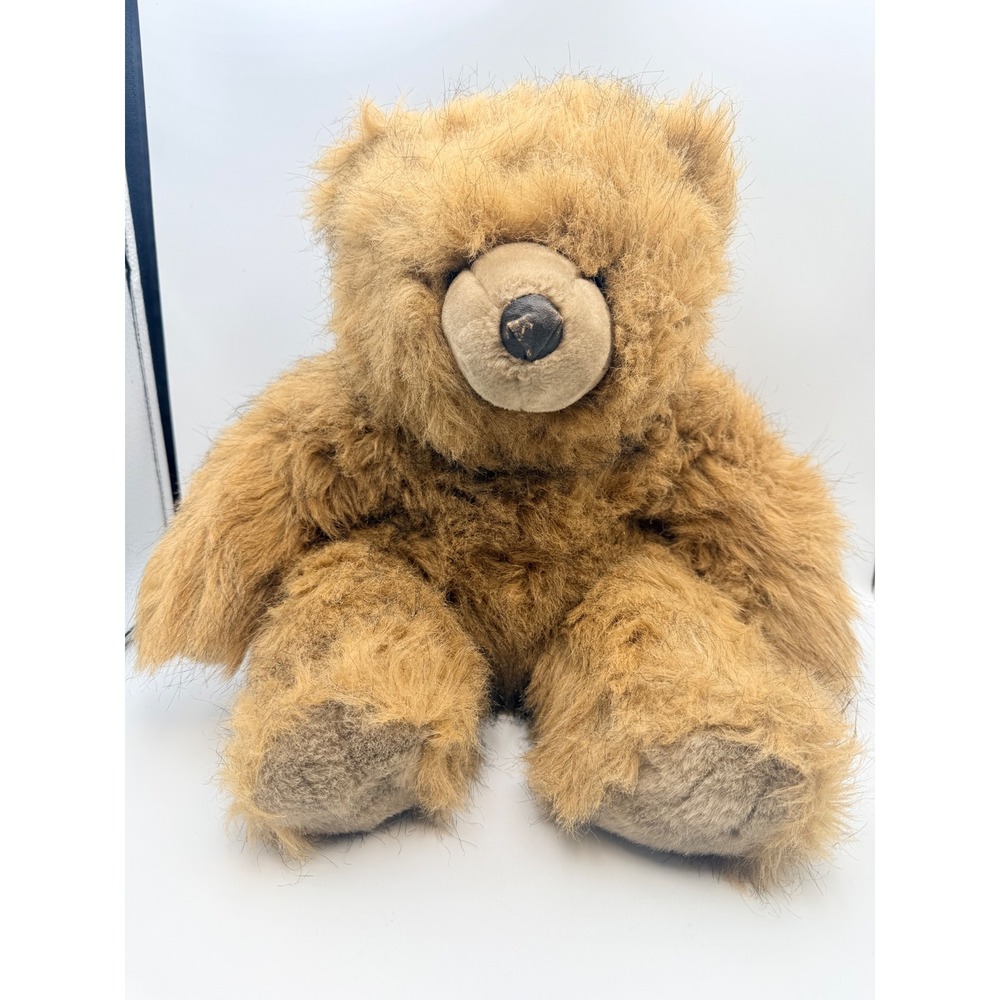 Vintage 1988 Chrisha Playful Plush Shaggy Tan Teddy Bear 17 Inch Stuffed Animal